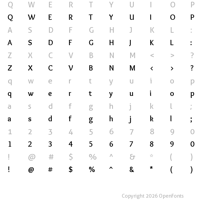 Character Map of Sukar Bold