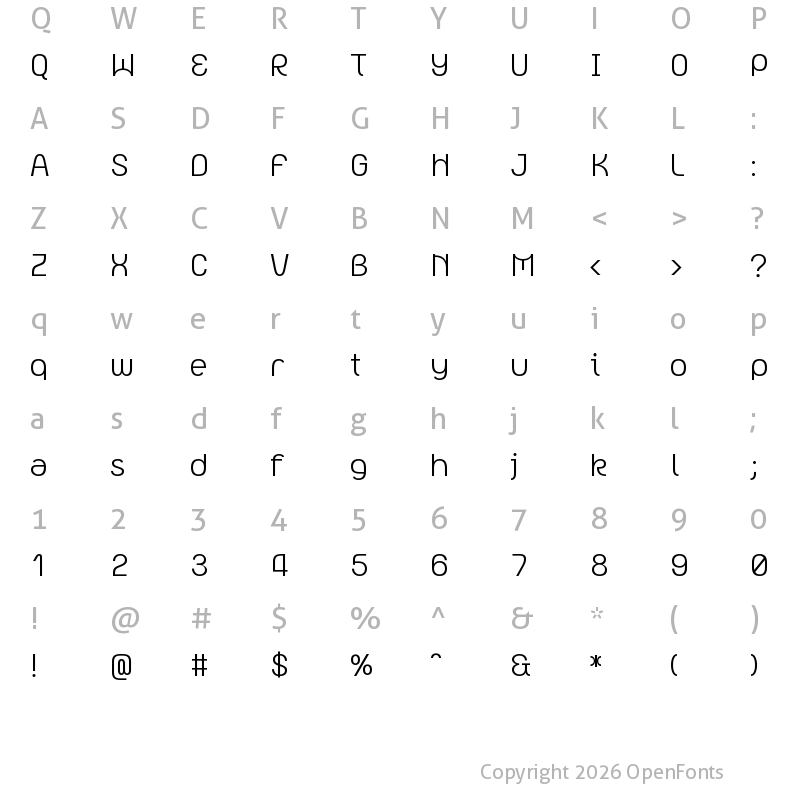 Character Map of Sukplena Lt Light