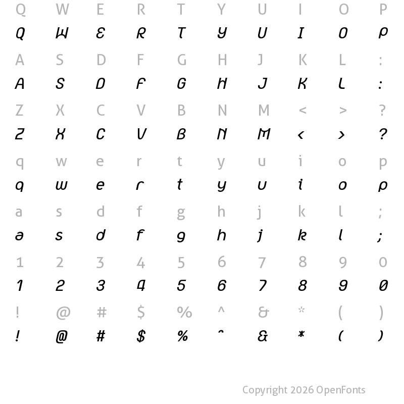 Character Map of Sukplena Oblique