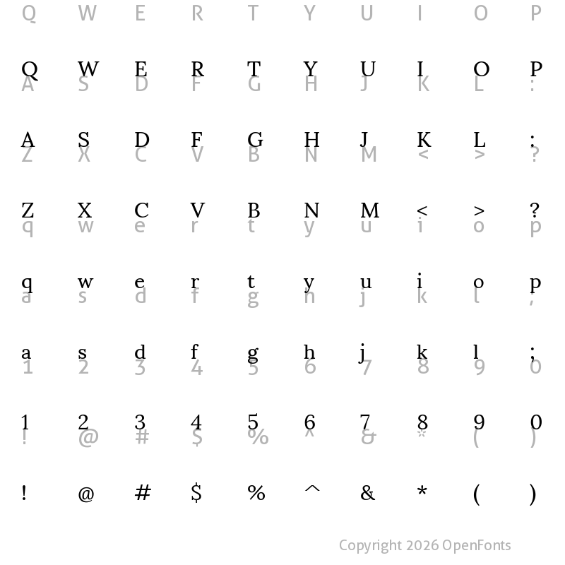 Character Map of Sumana Regular