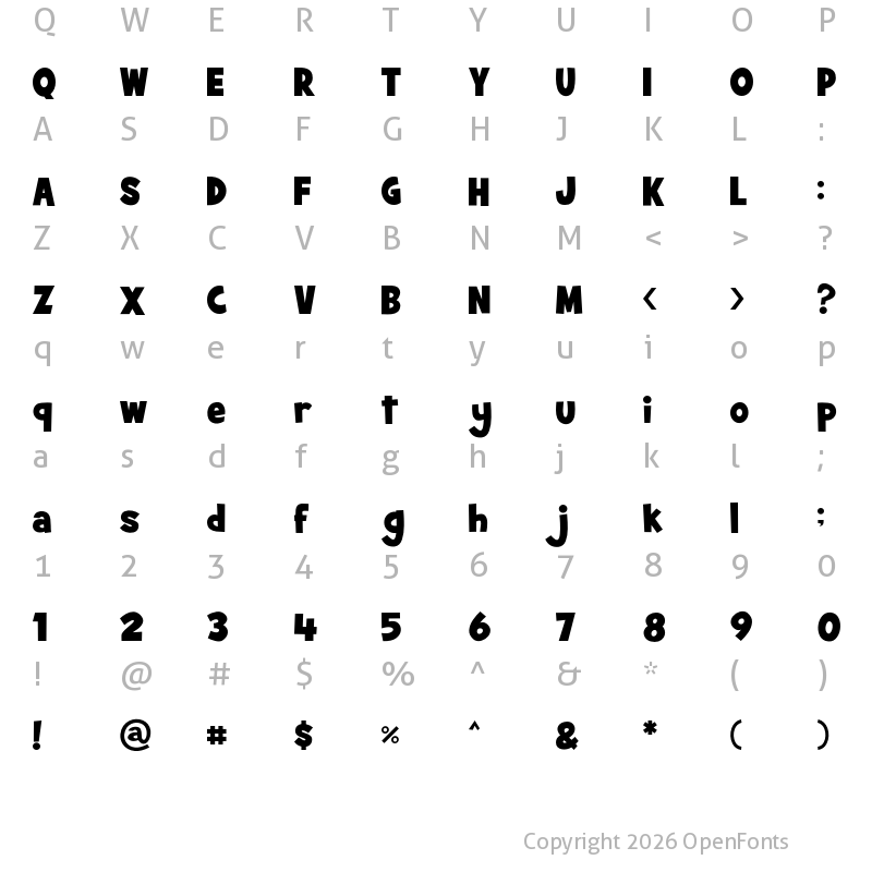 Character Map of Summer Blaster Regular