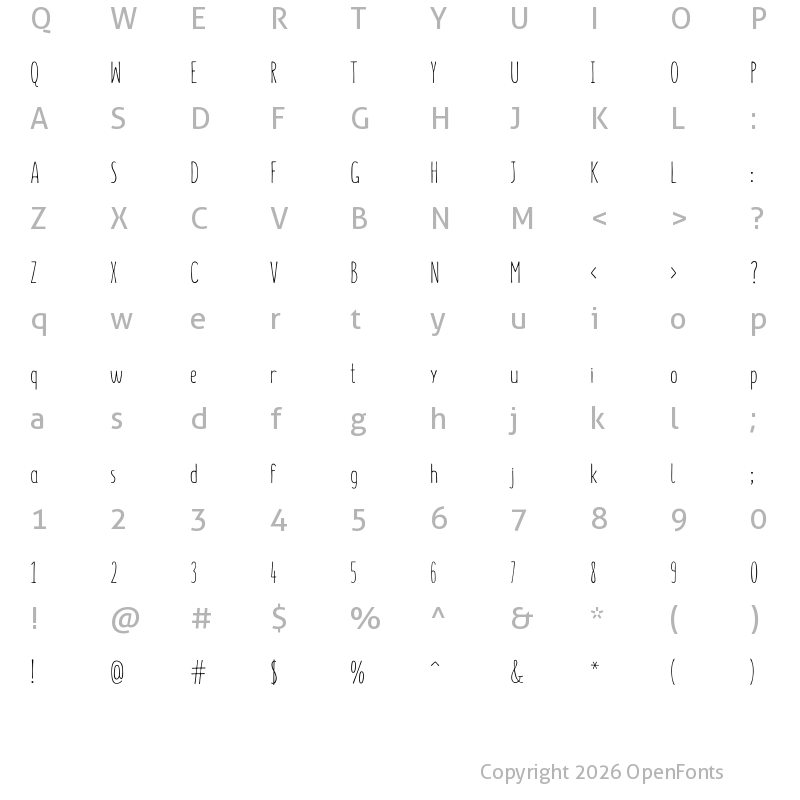 Character Map of Summer Font Light