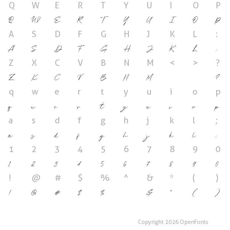 Character Map of Summer Wind Regular