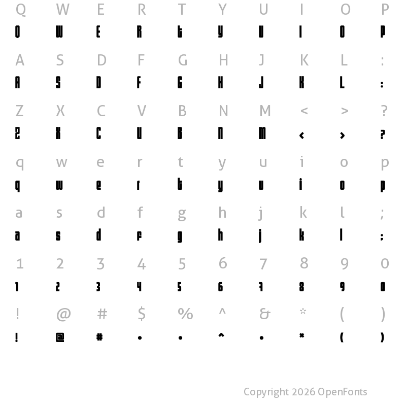 Character Map of Sumo Regular