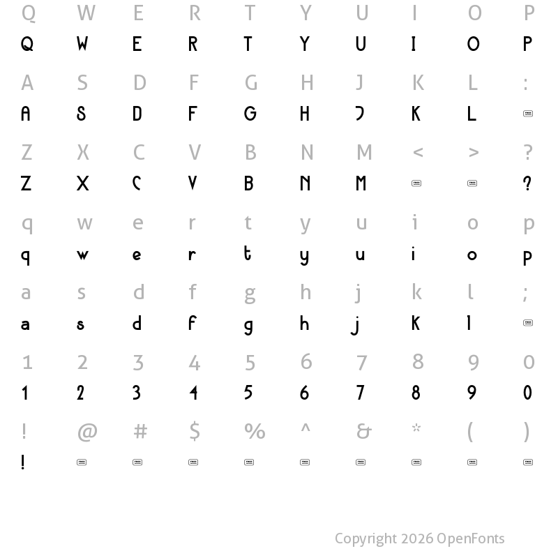 Character Map of Sunday Burn Free Trial Regular
