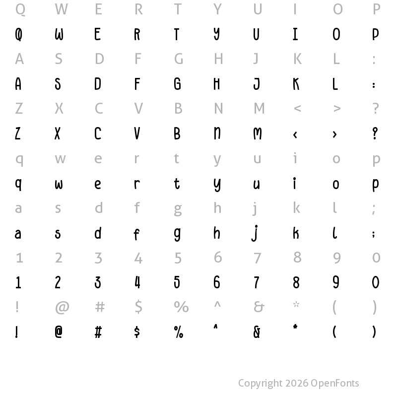 Character Map of Sunday Feast Regular
