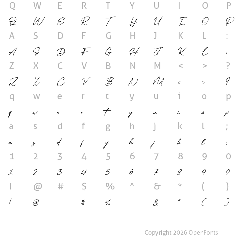 Character Map of Sunday Gallery Regular