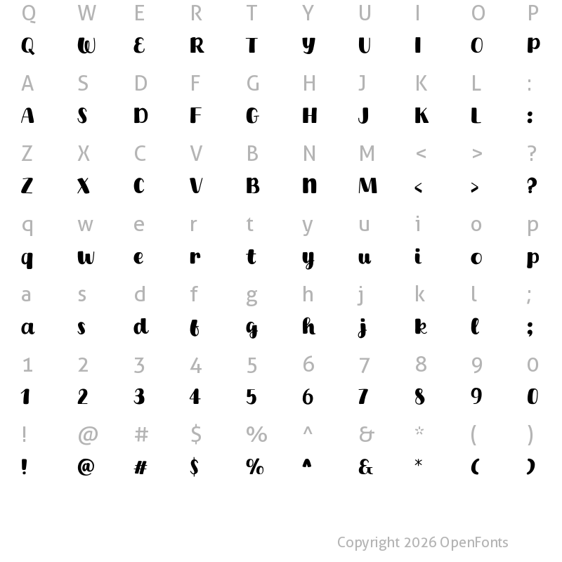 Character Map of Sunday Mango Regular