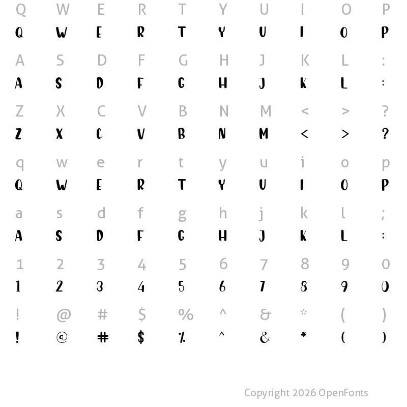 Character Map of Sunday Morning Regular