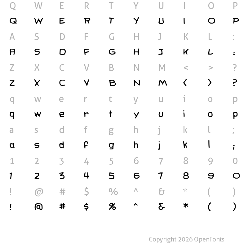 Character Map of SundayComics BB Regular