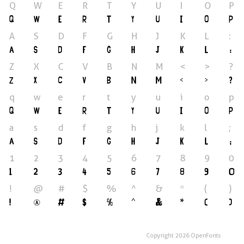 Character Map of Sunflower Highway Sign Caps Regular