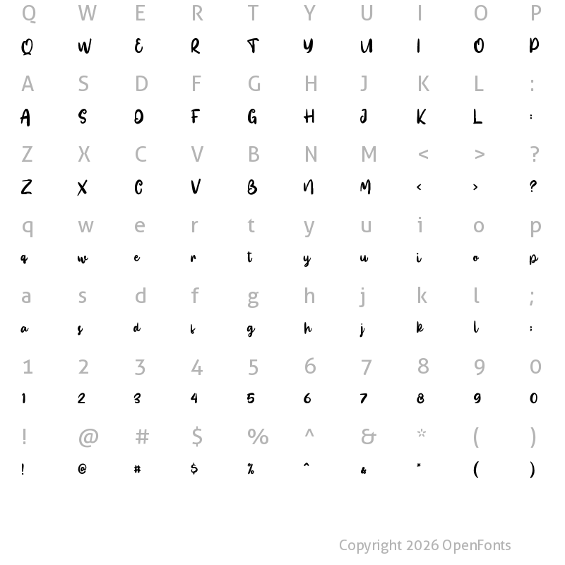 Character Map of Sunkiss Regular
