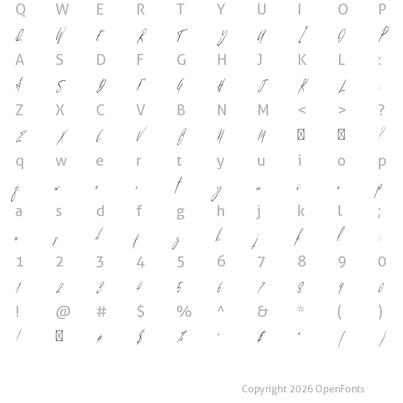 Character Map of Sunlight Italic