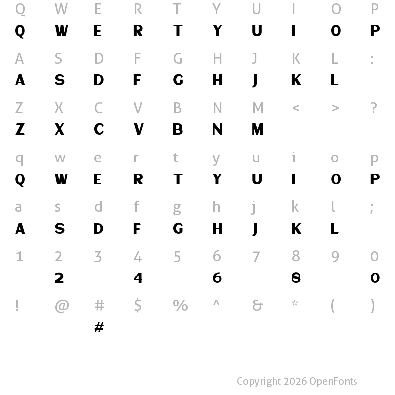 Character Map of Sunmore Personal Use Regular