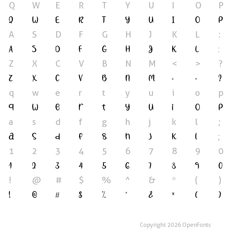 Character Map of Sunny April Regular