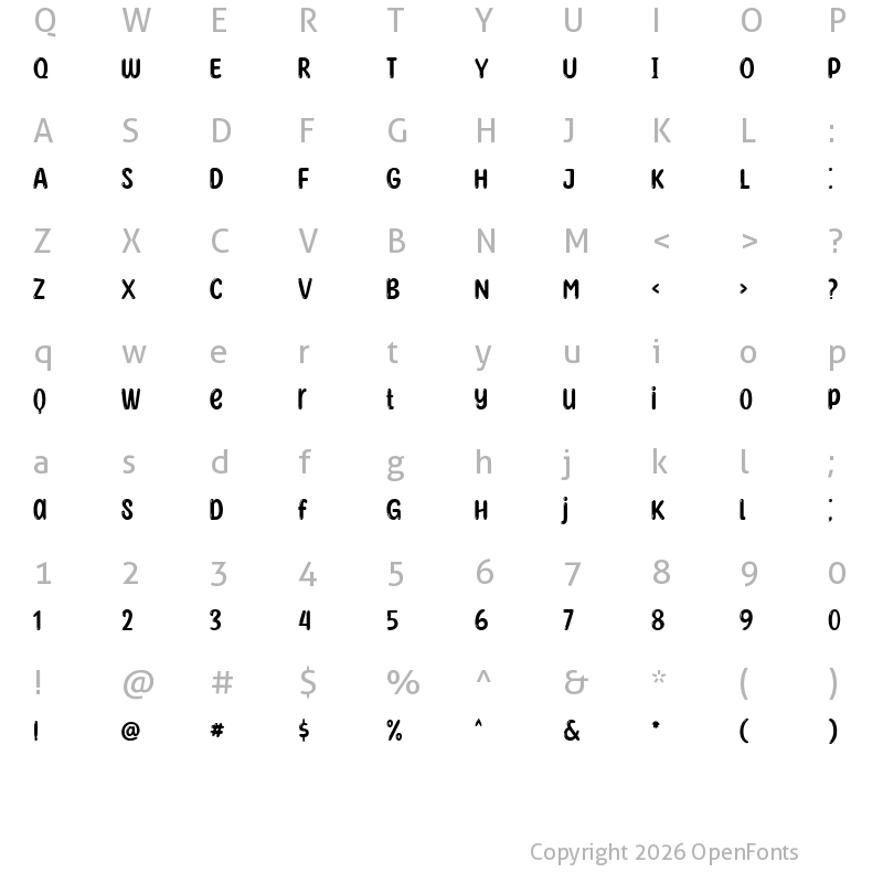 Character Map of Sunny Spells Regular
