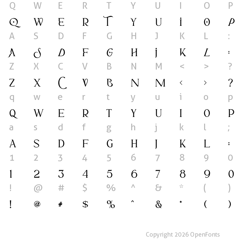 Character Map of Sunroll Bold Regular