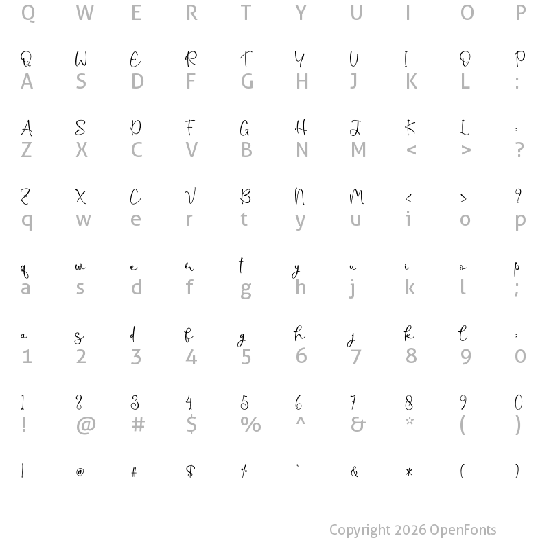 Character Map of Sunrose - Personal Use Regular
