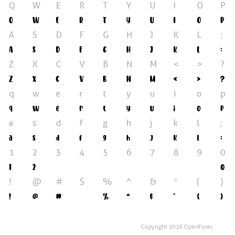Character Map of Sunshine Tropical Regular
