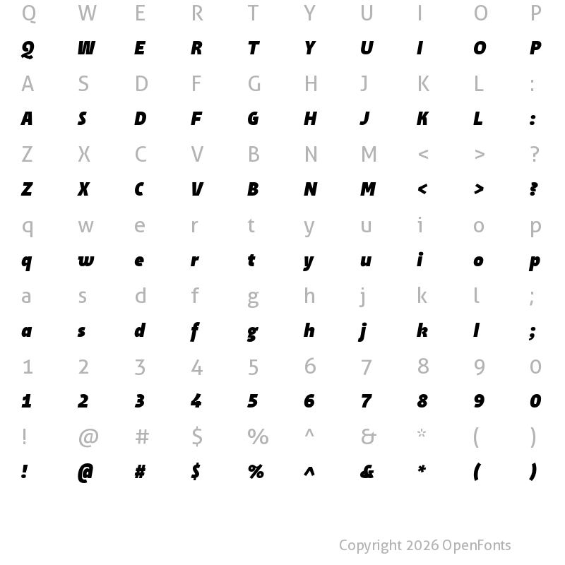 Character Map of SuomiSans Black Italic