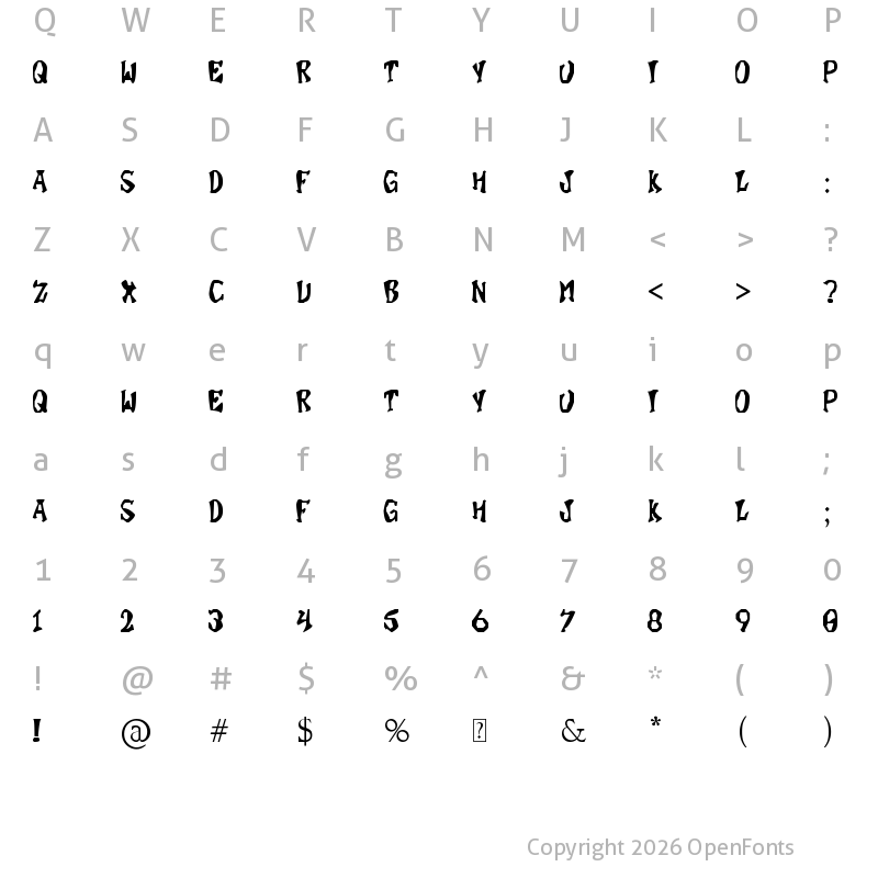 Character Map of Super Bonus Regular