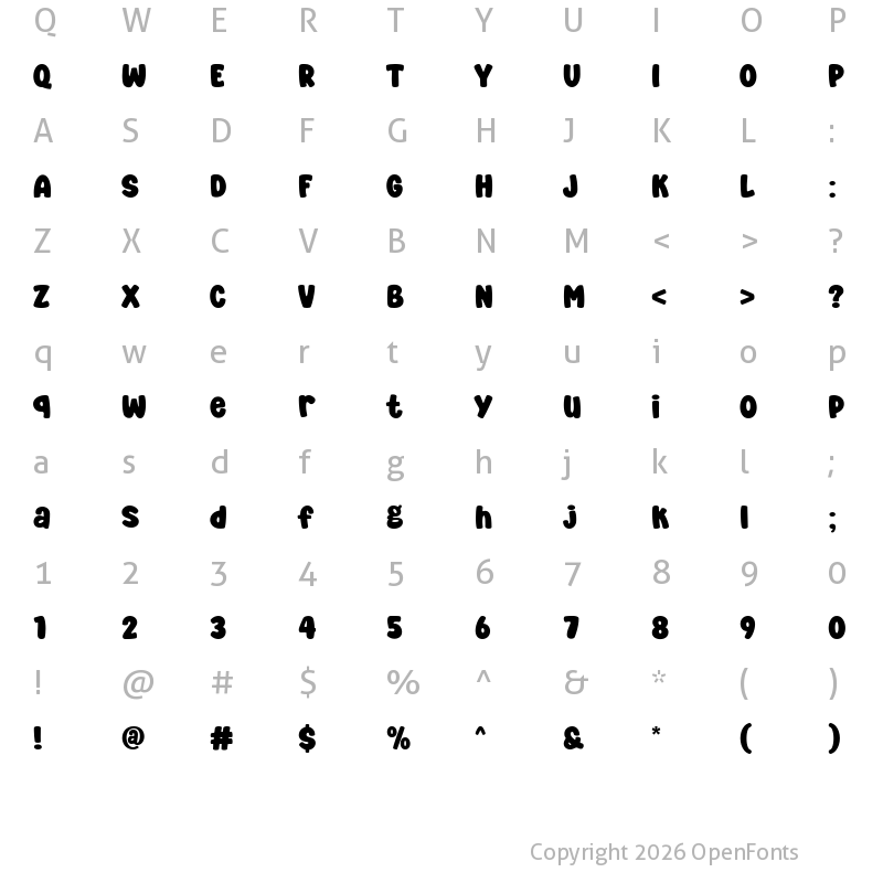 Character Map of Super Boys Regular