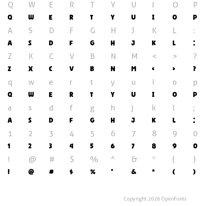 Character Map of Super Corn Regular