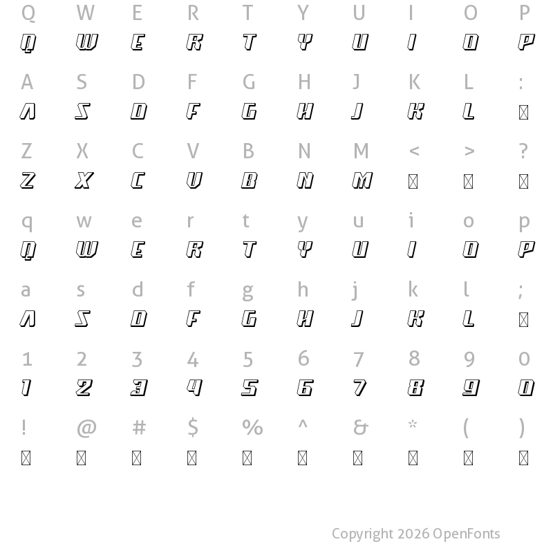 Character Map of Super Drift 3D