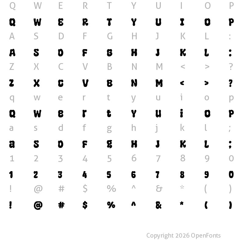 Character Map of Super Fuggy Regular