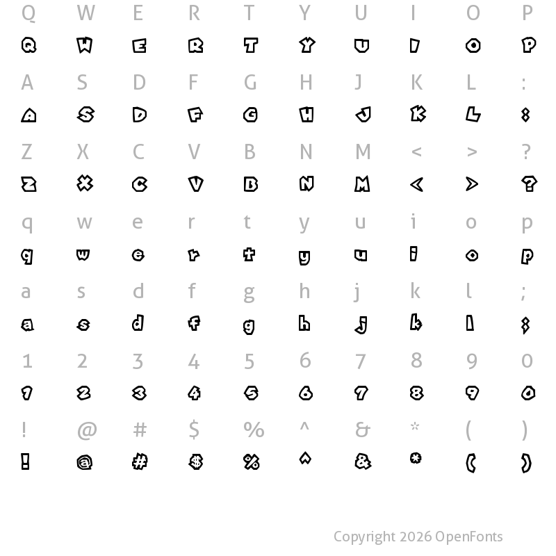 Character Map of Super Mario 64 Regular