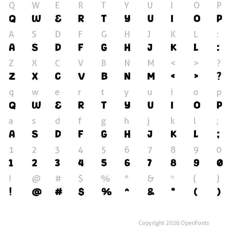 Character Map of Super Onigiri Regular