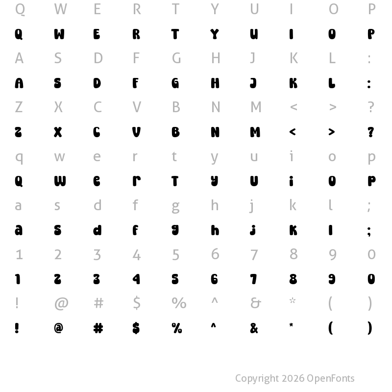 Character Map of Super Peach Regular