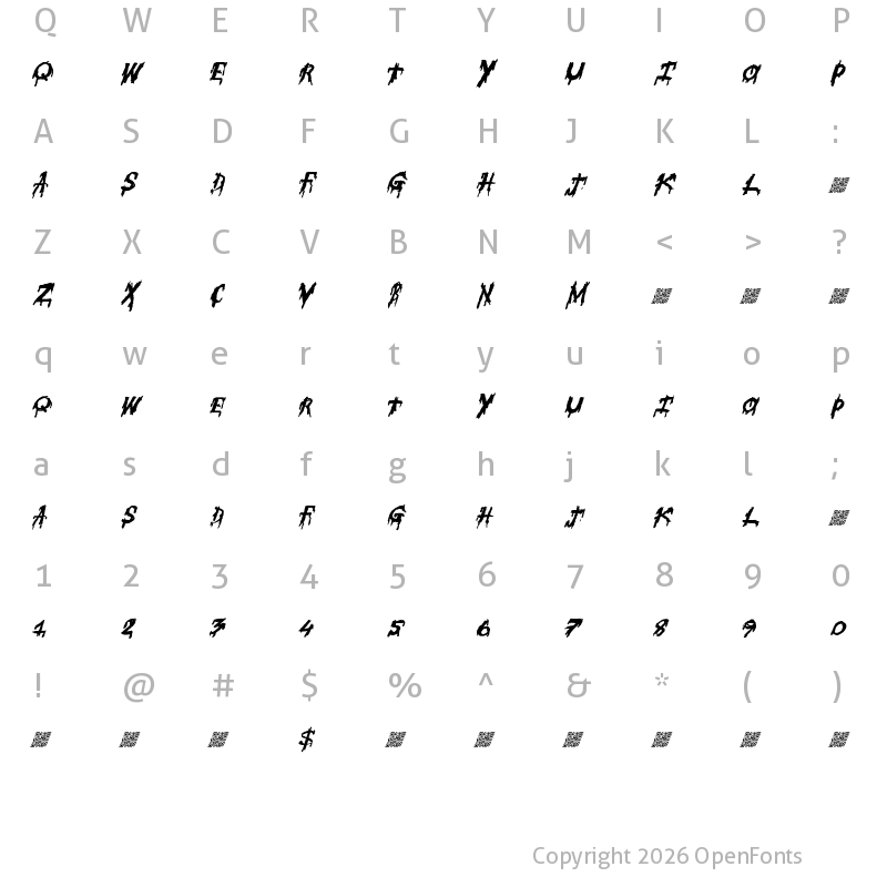 Character Map of SuperFear Regular