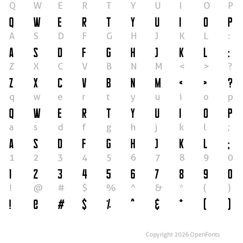 Character Map of Supertalls Regular