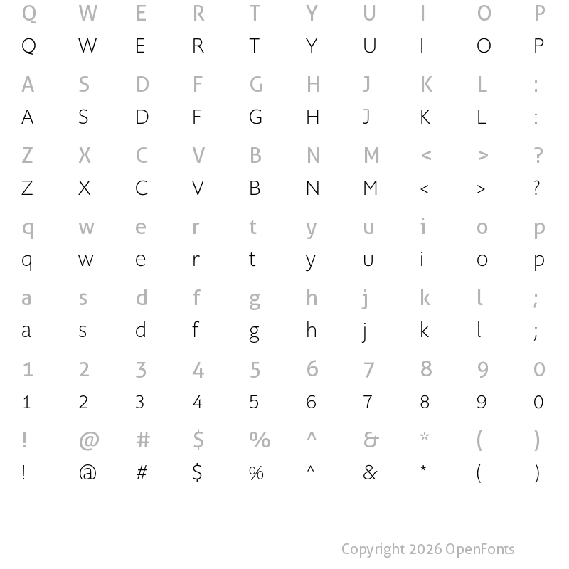Character Map of Supra XLightMezzo