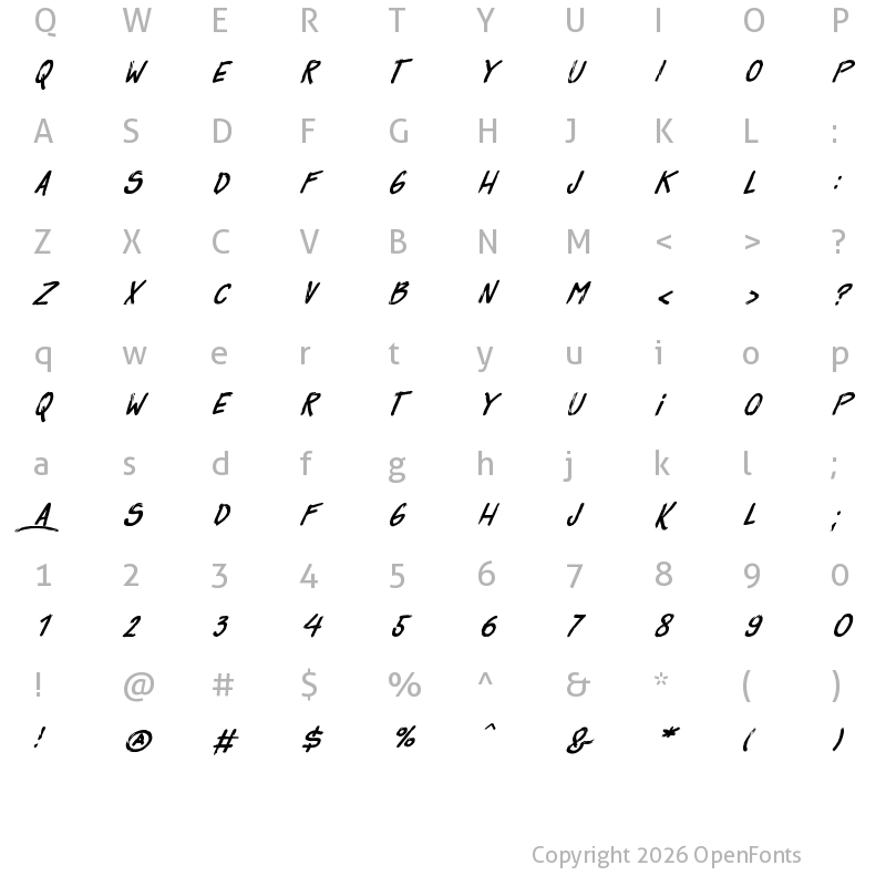 Character Map of Surfbars Regular