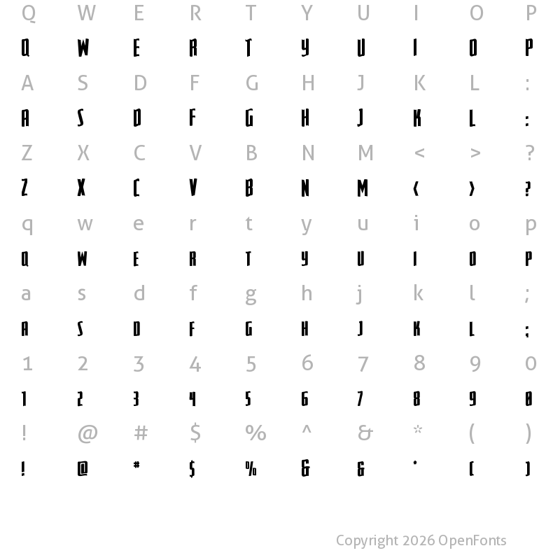 Character Map of SurfQuest Wavy Regular