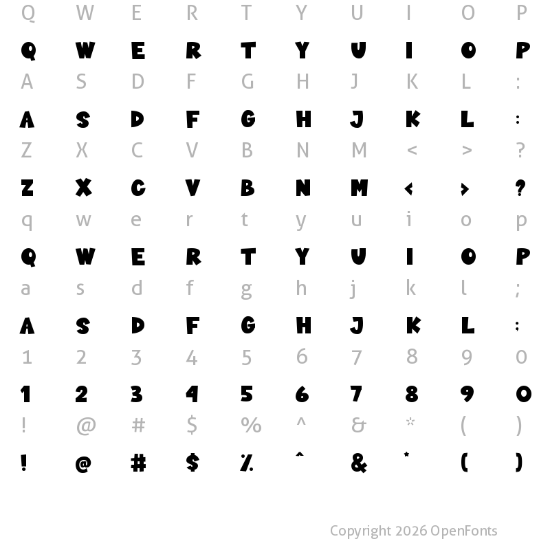 Character Map of Sushi Moshi Regular