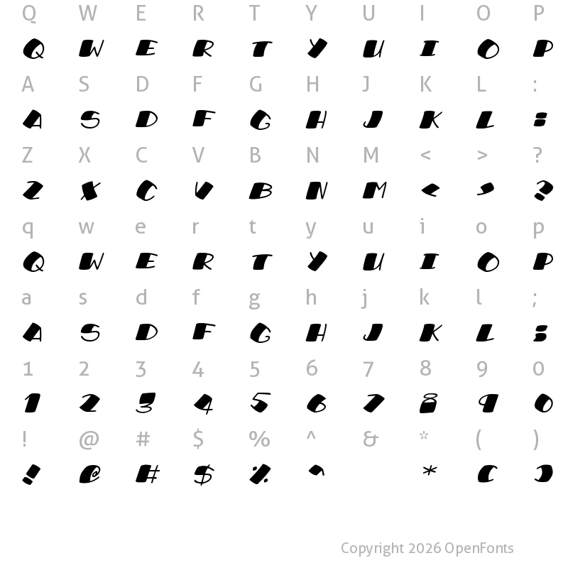 Character Map of Sushi Roll Italic
