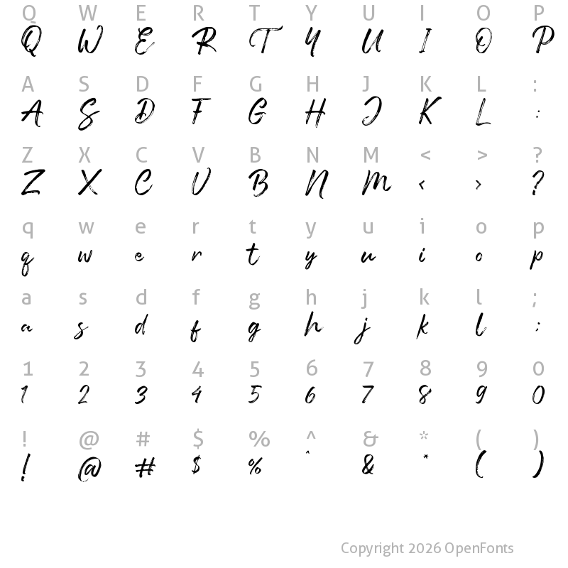 Character Map of Sveglia-Script ?