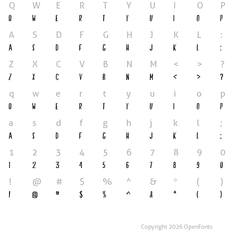 Character Map of Swallow Falls Regular