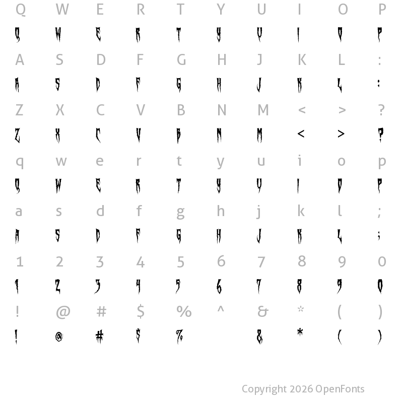 Character Map of Swamp Witch Regular
