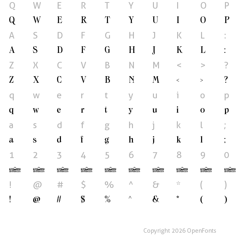 Character Map of Swanstone Trial Regular