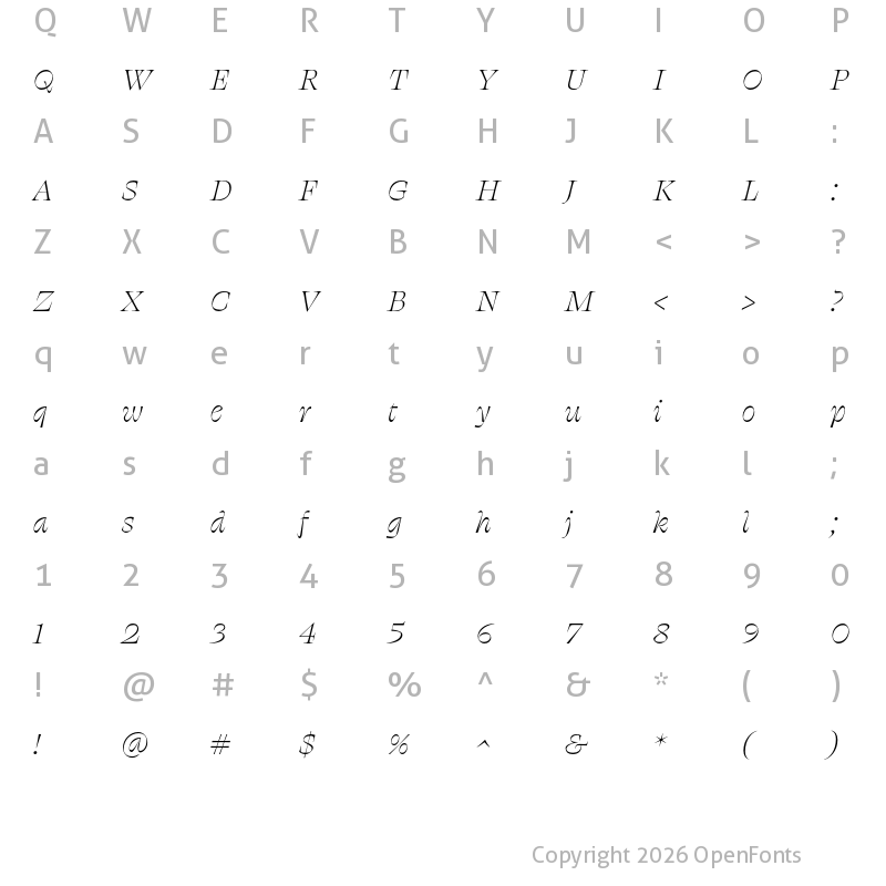 Character Map of Swear Display Light Cilati