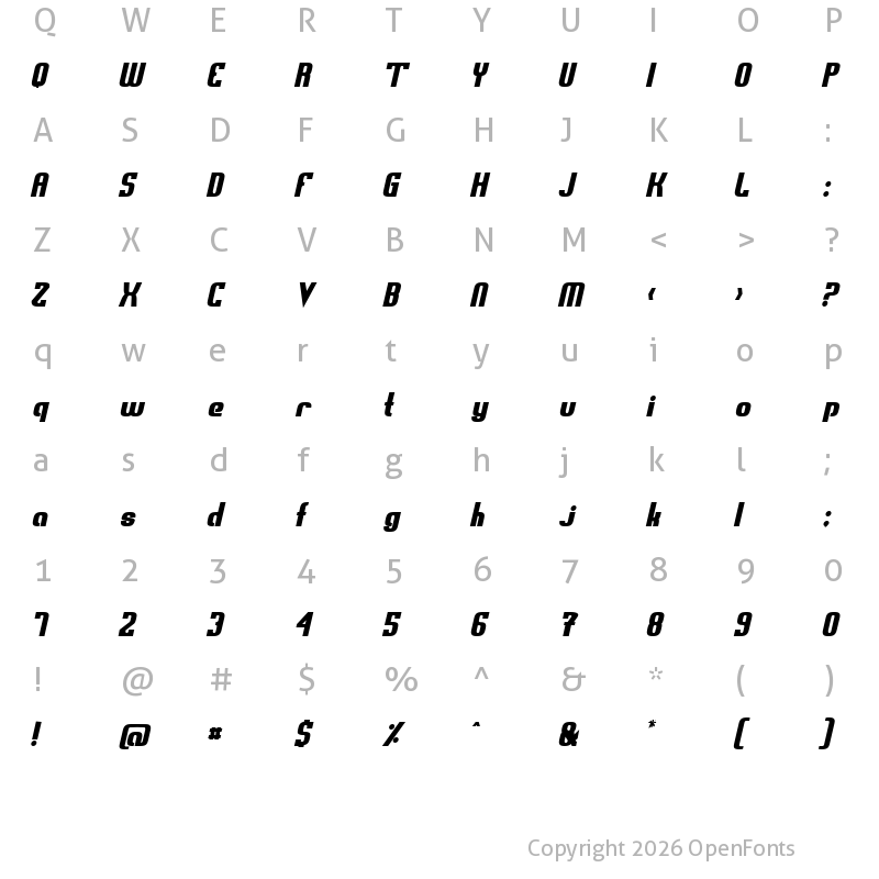 Character Map of Sweden Funkis StraightOblique Regular