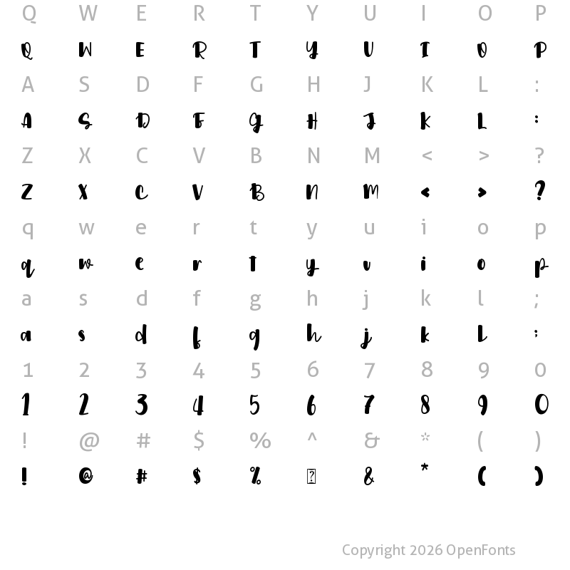 Character Map of Sweet Aloha - personal use Regular