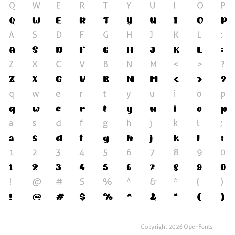 Character Map of Sweet Baby Regular