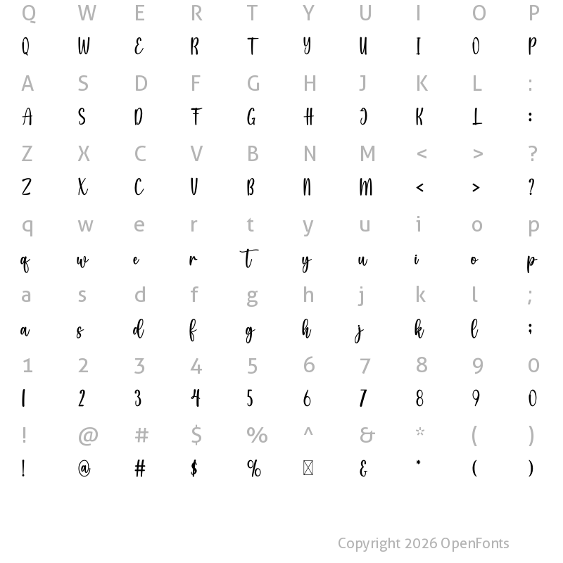Character Map of Sweet Bunny Regular