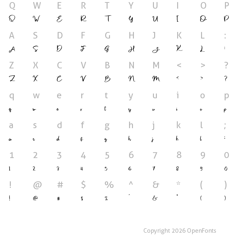 Character Map of Sweet Buttermilk Script Regular
