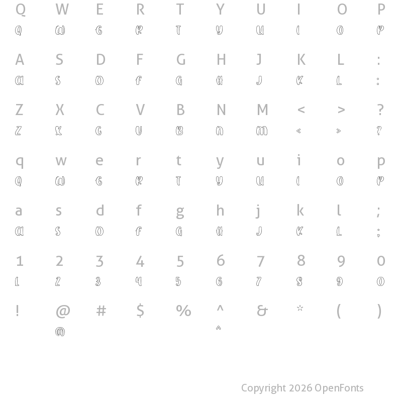 Character Map of SWEET DUCK Personal Use Only Outline